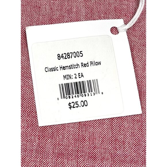 ELISABETH YORK 20"x20" Red Linen Hemstitch Throw PILLOW SHAM Case NWT NEW - Picture 6 of 6
